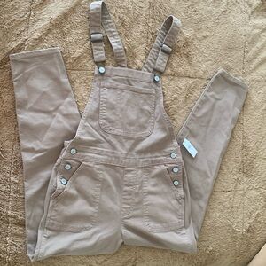 Beige Straight Leg Overalls